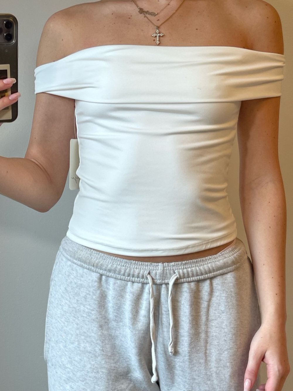 Off-Shoulder White Crop Top - Women
